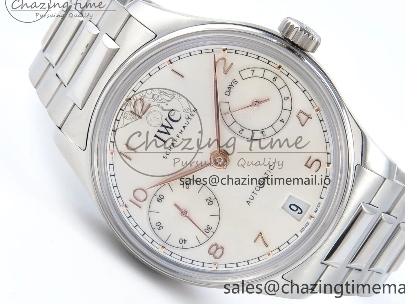 MIROTIME 0324 Portugieser Auto IWC0562A APSF 1:1 Best Edition White RG Dial on SS Bracelet A Unique 6991